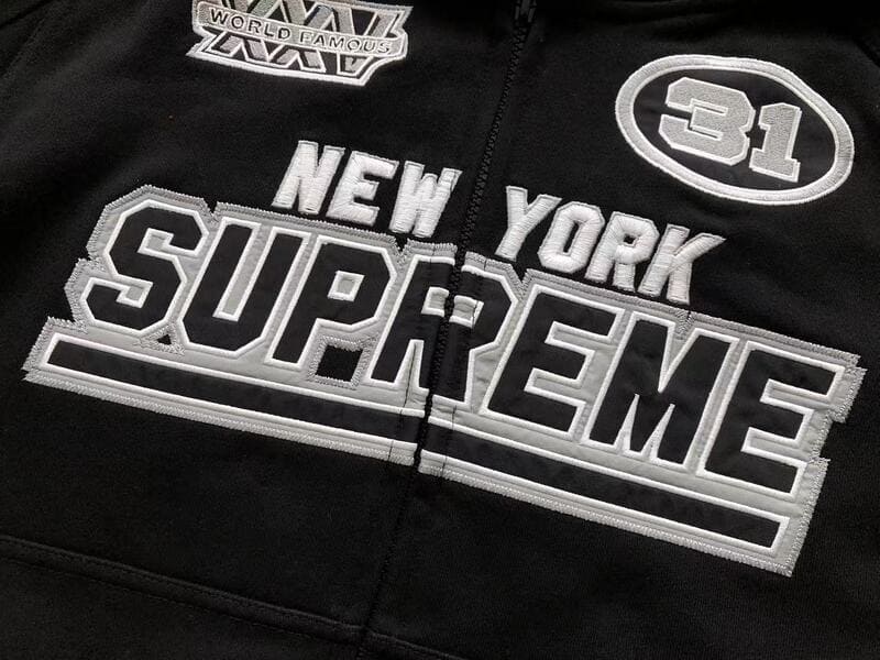 Moletom Supreme Football Zip Up Hooded Black
