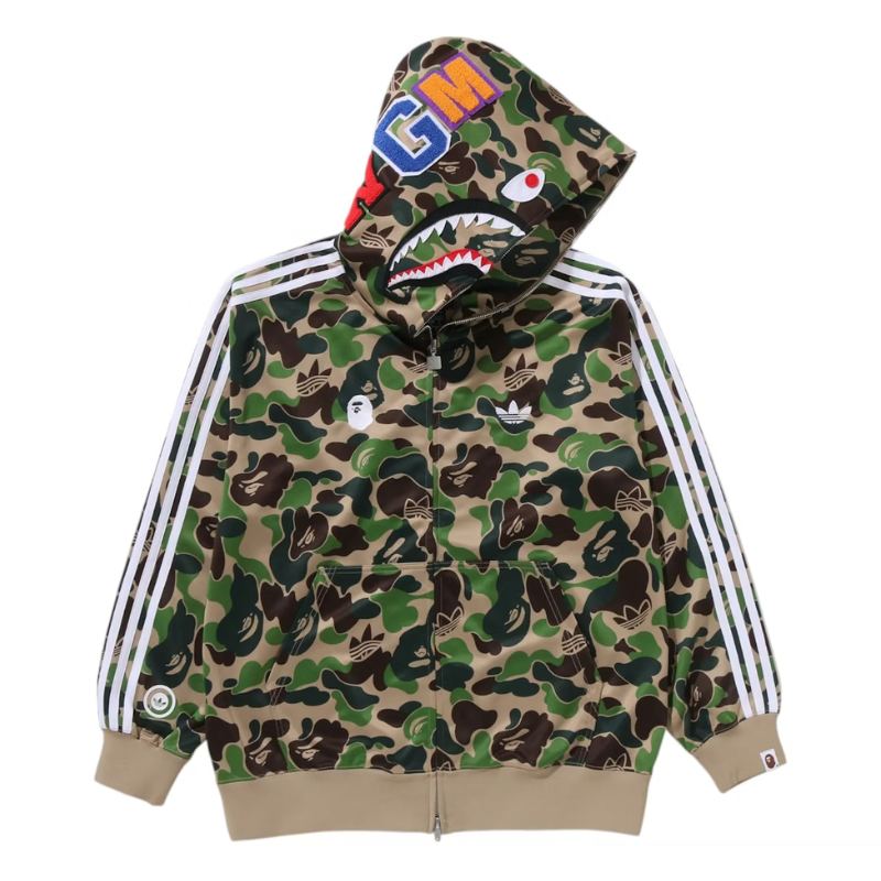 Jaqueta BAPE x Adidas Shark Track Hoodie Crew Green
