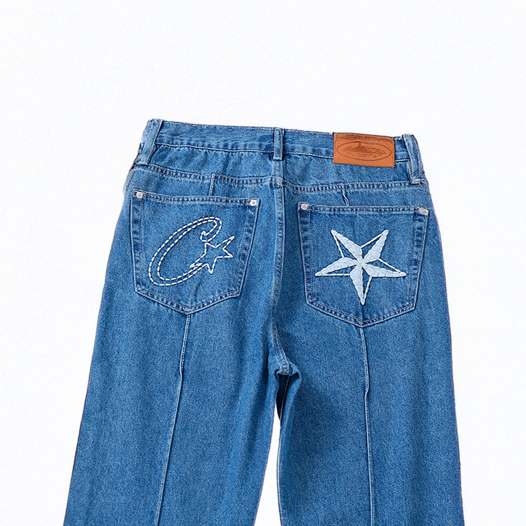 Calça Blue Jeans Corteiz Logo Tee
