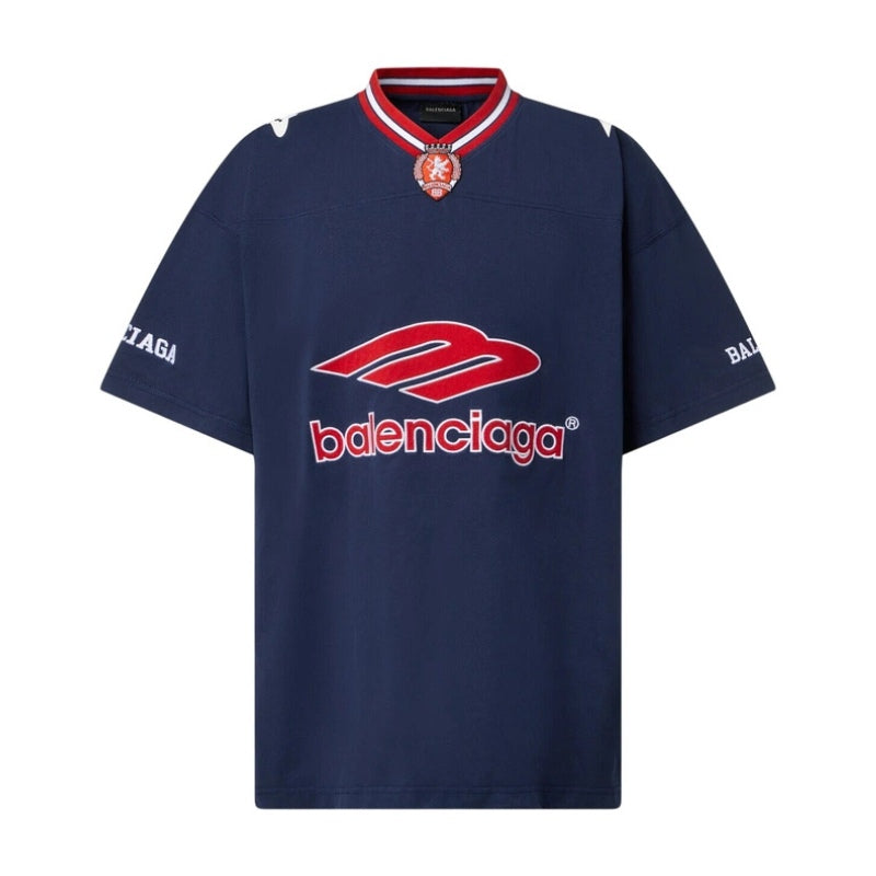 Camiseta Balenciaga Football V-neck Oversized Azul
