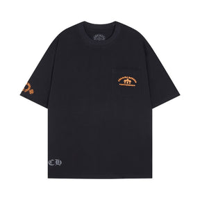 Camiseta Chrome Hearts Triple Cross Hollywood Preta/Laranja