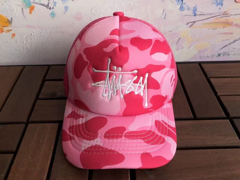 Boné BAPE x Stussy Trucker  Pink