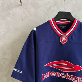 Camiseta Balenciaga Football V-neck Oversized Azul