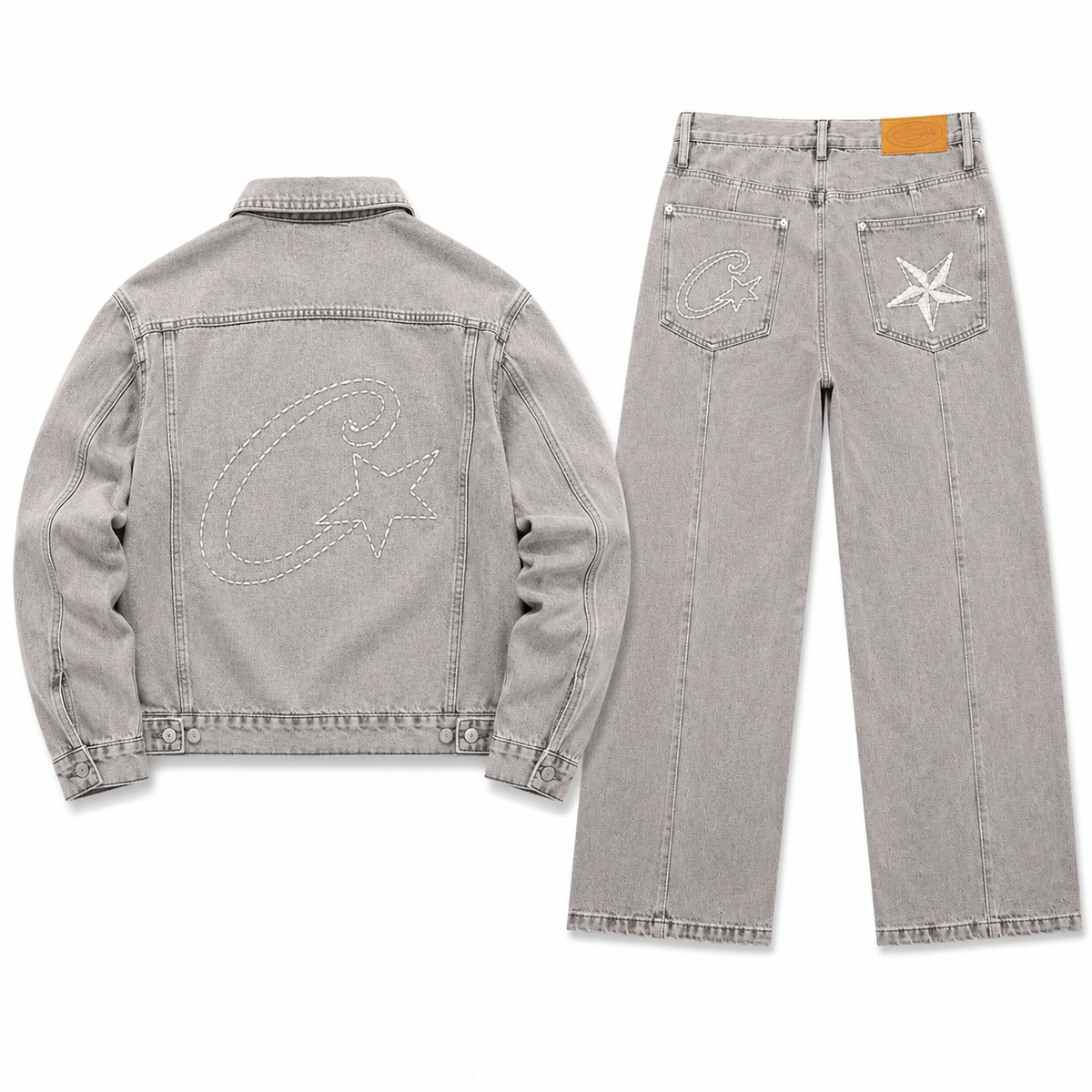 Conjunto Jeans Corteiz C-Star Denim Jeans Grey