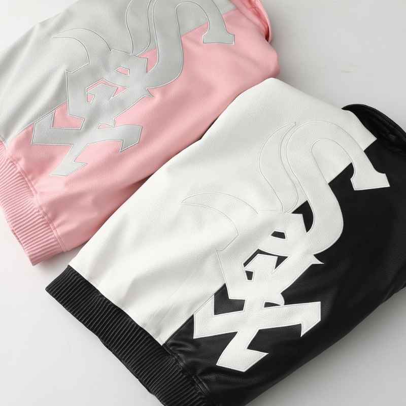 Jaqueta Supreme x Chicago White Sox Couro Varsity Black