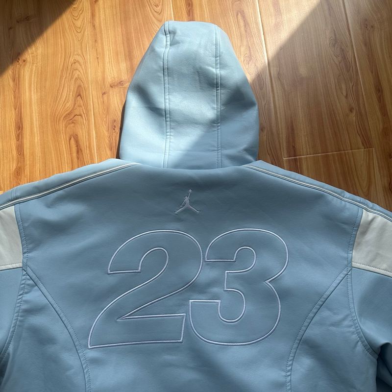Jaqueta Air Jordan x Supreme Hooded Leather Light Blue