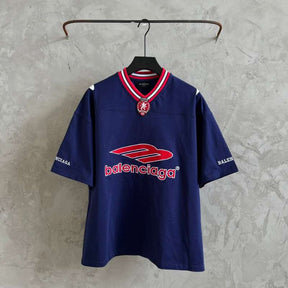 Camiseta Balenciaga Football V-neck Oversized Azul