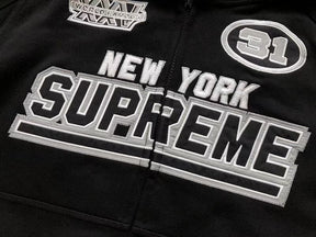 Moletom Supreme Football Zip Up Hooded Black
