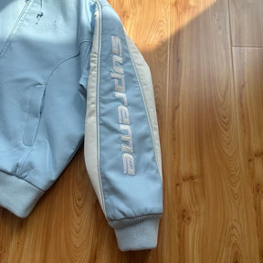 Jaqueta Air Jordan x Supreme Hooded Leather Light Blue