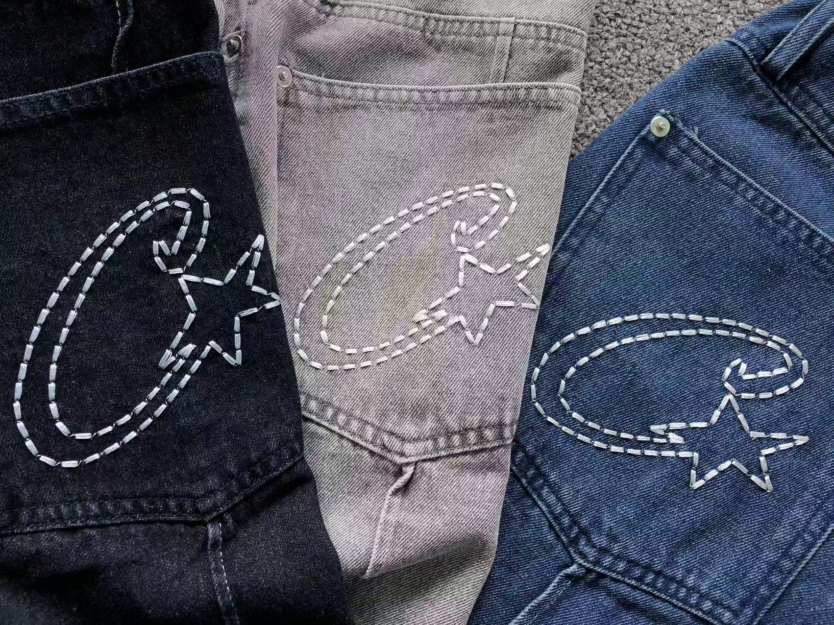 Conjunto Jeans Corteiz C-Star Denim Jeans Blue
