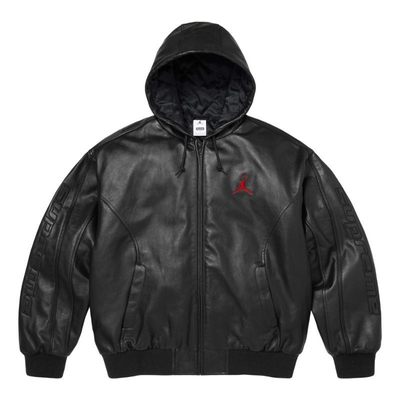 Jaqueta Air Jordan x Supreme Hooded Leather Black