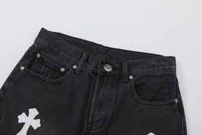Bermuda Chrome Hearts Cross White Jeans