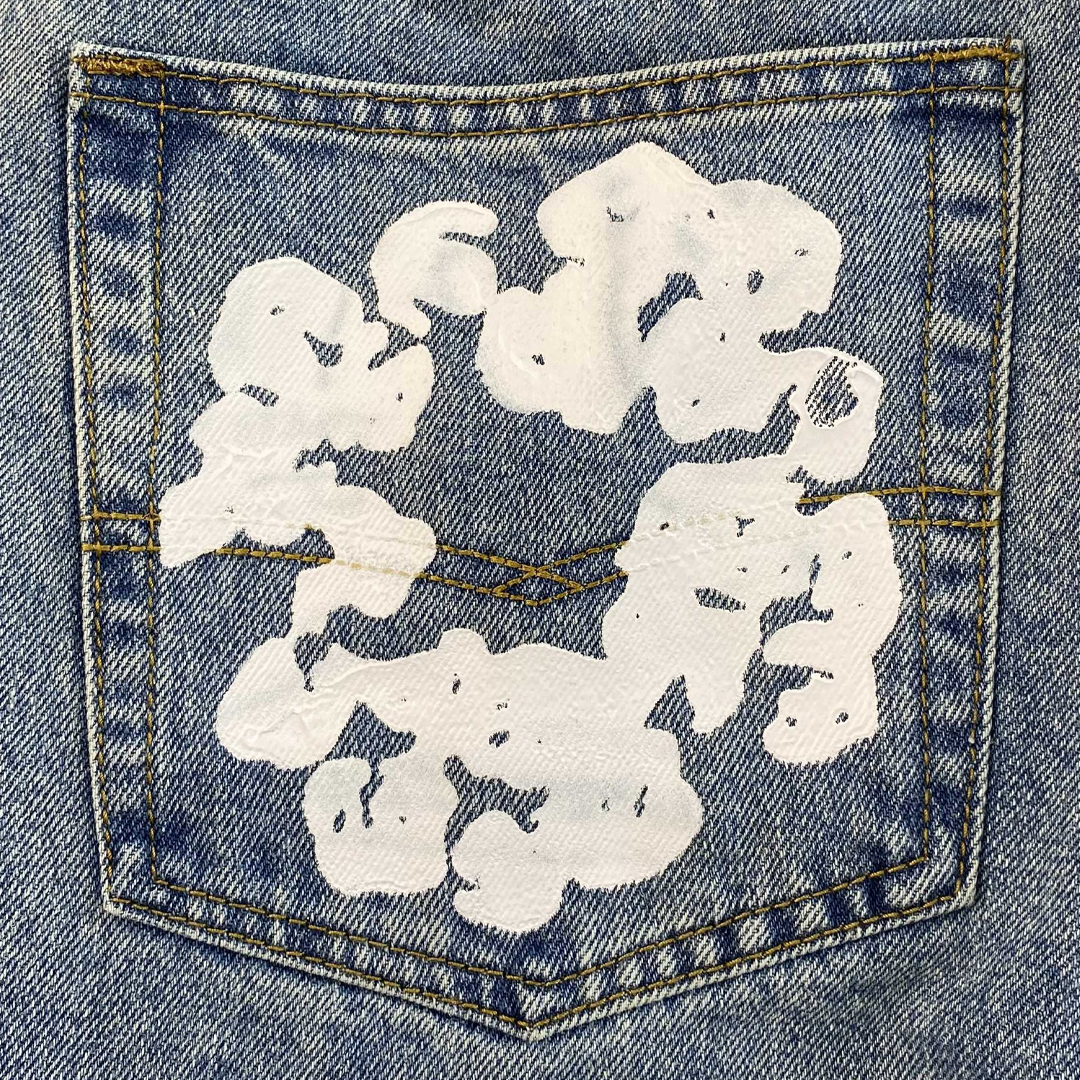 Calça Jeans Denim Tears "Cotton Wreath Light Wash" Azul