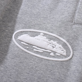 Conjunto Moletom Corteiz Logo Island Tee Cinza