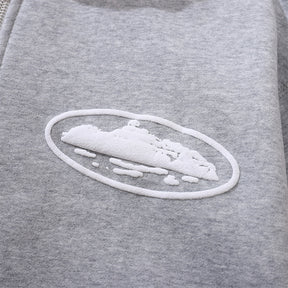 Conjunto Moletom Corteiz Logo Island Tee Cinza