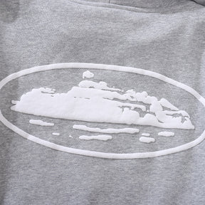 Conjunto Moletom Corteiz Logo Island Tee Cinza