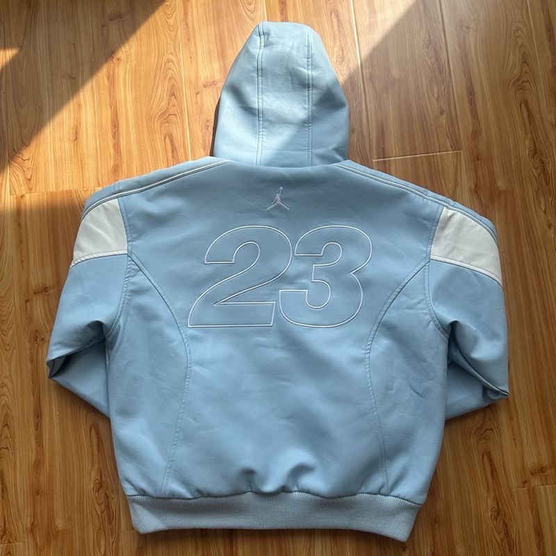 Jaqueta Air Jordan x Supreme Hooded Leather Light Blue