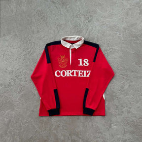 Camisa Corteiz Paneled Rugby Polo Vermelha
